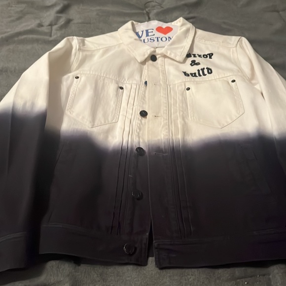 Two Tone Denim Jacket black and blue and white - Picture 4 of 4